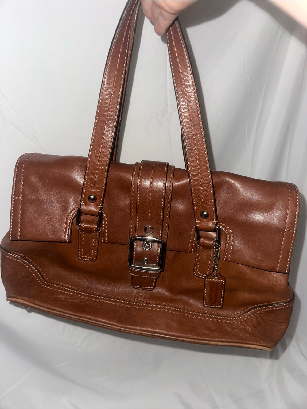 Coach Hamilton Cognac Brown Leather Satchel Shoulder Bag F12604